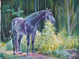 gray quarter horse painting